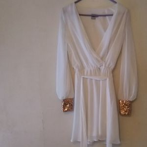 ASOS Size 4 White Sequin Wrap Dress